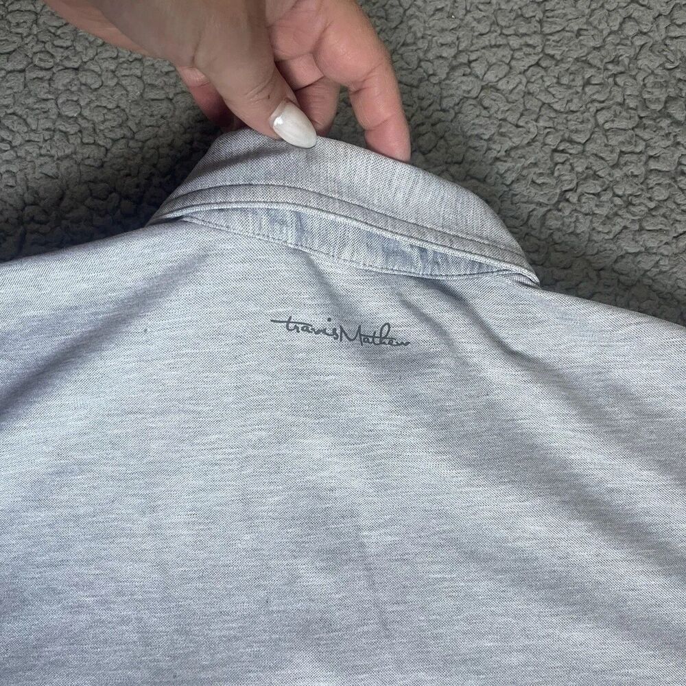 Travis Mathew Shirt Men's Small Gray Short Sleeve Polo Collared Logo Golf - Picture 9 of 14
